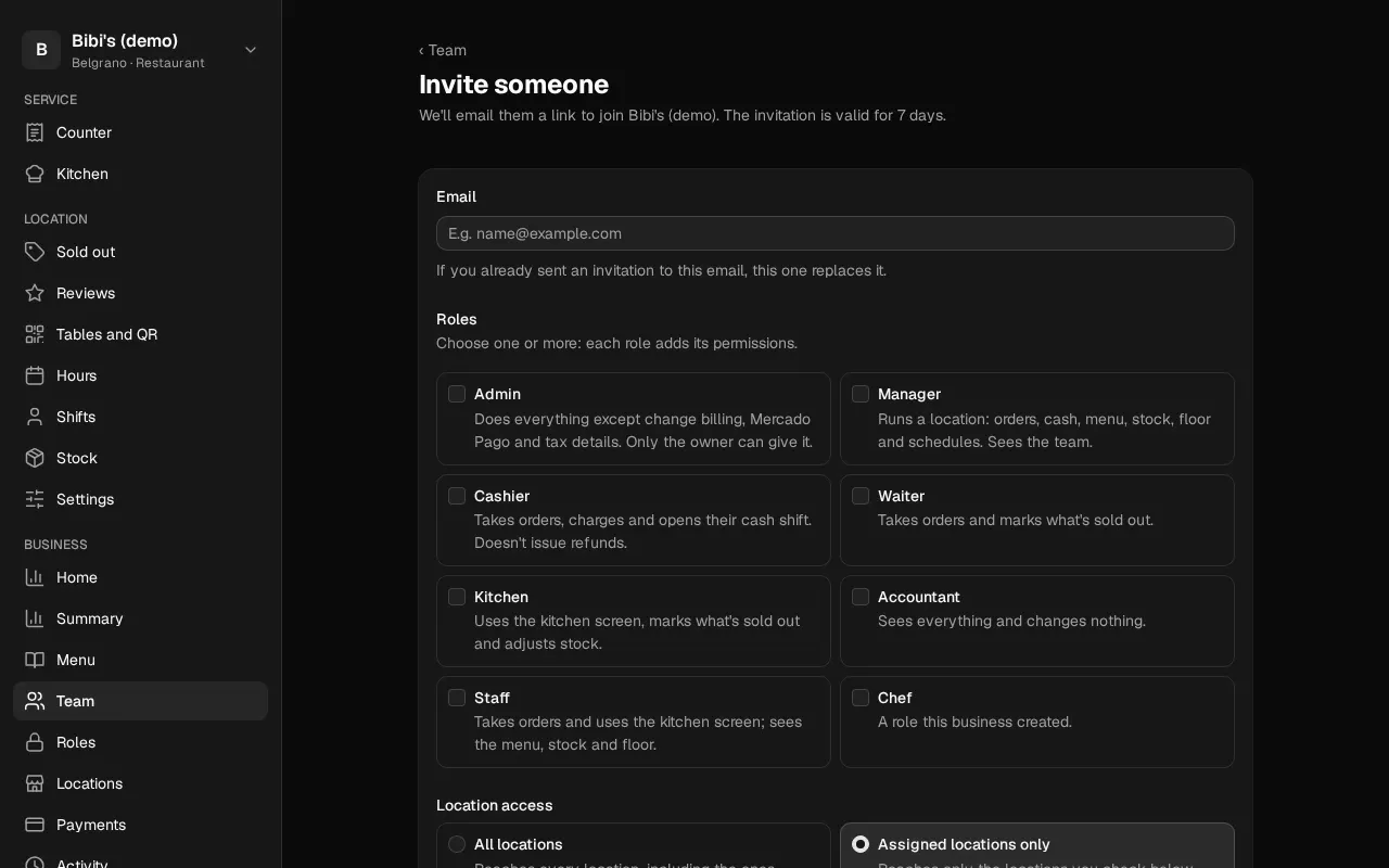 How it looks in the dashboard: Invite someone