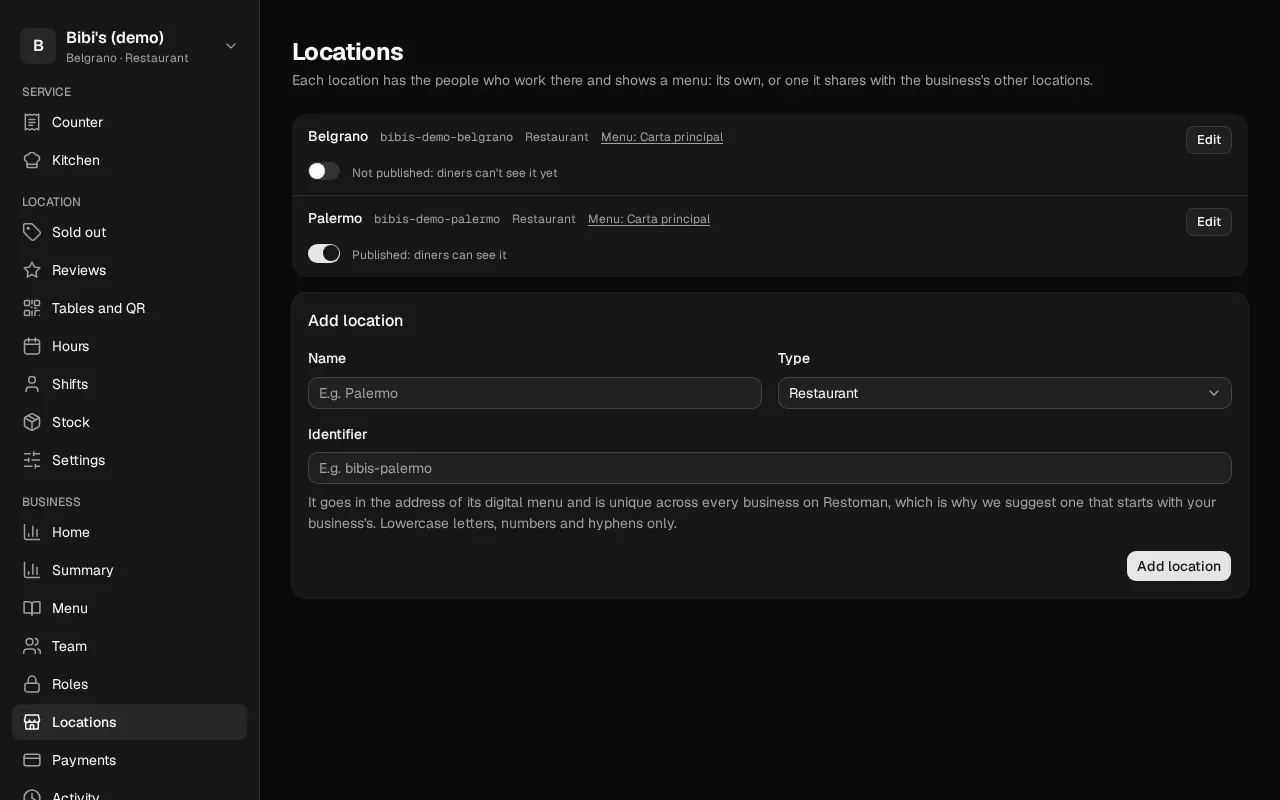 How it looks in the dashboard: Locations