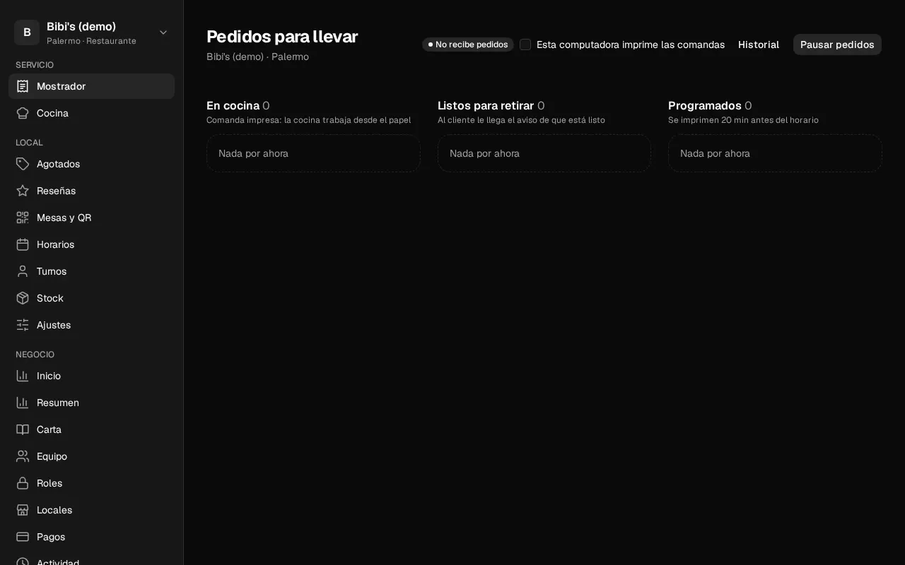 Así se ve en el panel: El mostrador